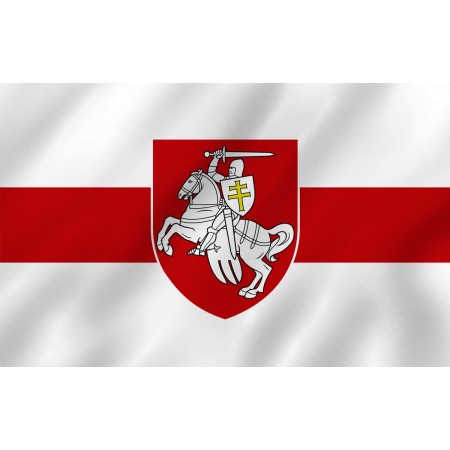 Flaga Białorusi historyczna 112/70 cm Herb Pogoń