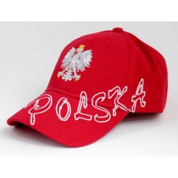 Czapka kibica bejsbolowa z haftem Polska czerwona