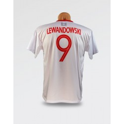 Biała dziecięca koszulka Lewandowski