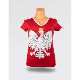 Koszulka damska czerwona wielki orzeł Polska