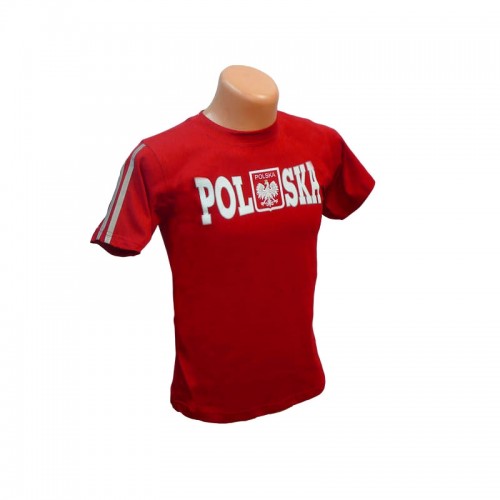 Koszulka dziecięca Polska - czerwona z odblaskiem